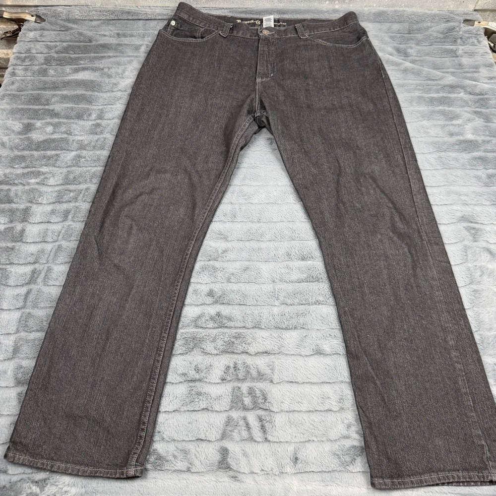 Roebuck & Co Mens Regular Fit Jeans Black Denim Straight Leg 38x32 15363